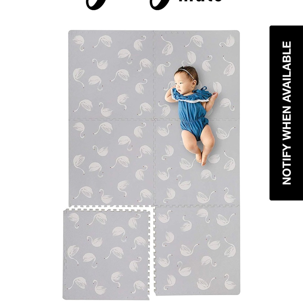 YAY! MATS soft foam baby play mat 6x4 feet. Swan print.